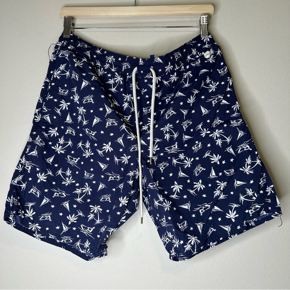 Polo Ralph Lauren Men’s Palm Trees & Jetski‎ Print Navy Swim Trunk Size M